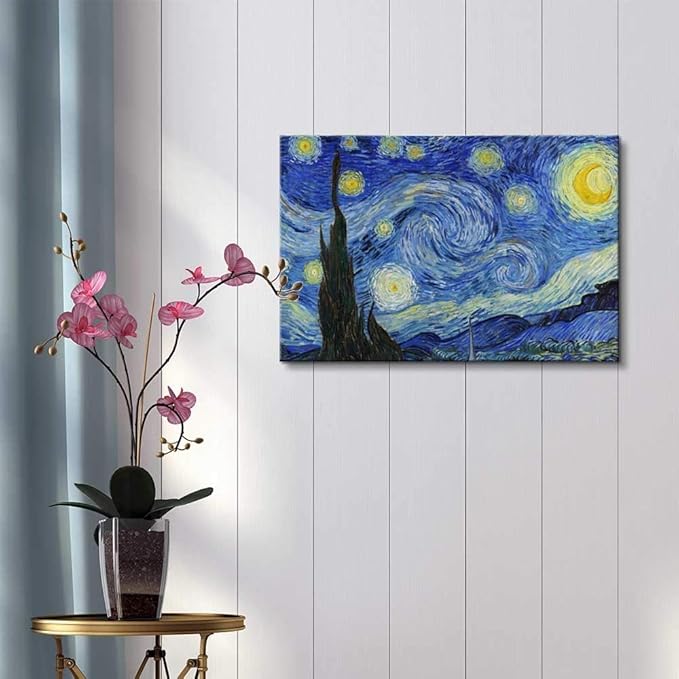 SIGNWIN - Canvas Wall Art - Van Gogh Star Moonlight Night - Poster Giclee Wall Decorations for Living Room High Definition Printed - 16x24 inches