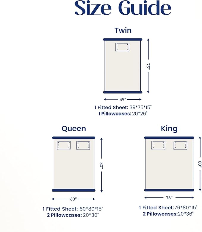 Dream Valley® Queen Sheet Set, Cooling Fitted Sheet with 2 Pillowcase-3 PCS with No Flat Sheet,Q-Max > 0.4 Aerocool, Cooling for Night Sweats, Hot Sleepers,deep Pocket up to 15",Ivory