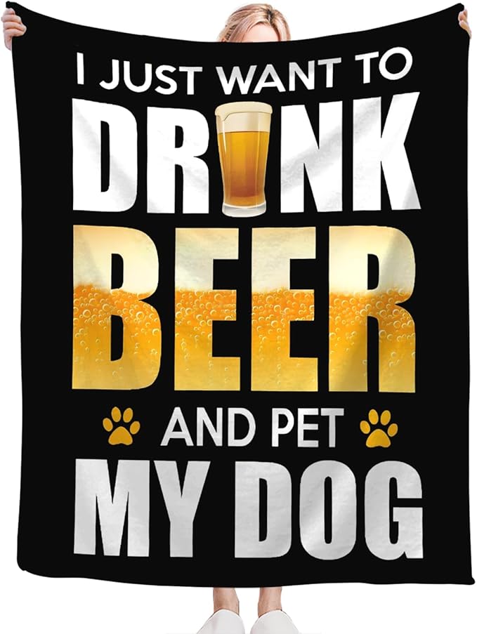 Tijuboni Beer Throw Blanket Beer Gifts for Men Women Adults Soft Flannel Fleece Blanket for Couch Sofa Bed Home Decor 40"x50"