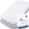 Bassinet Sheets 2 Pack, Compatible with 4moms Breeze Plus Bassinet (not playard), Fit for 23" x 28" Bassinet Mattress Pad, Ultra Soft & Super Stretchy, Baby Boy/Girl, Grey & White Star