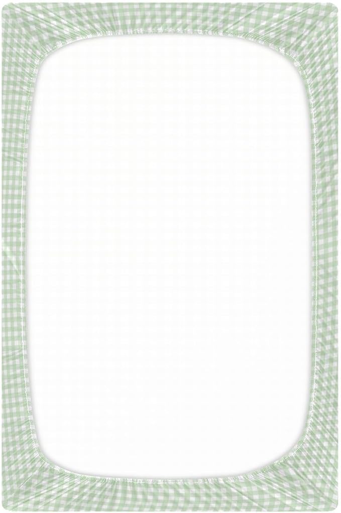 Green Gingham Checkered Crib Sheets for Boys Girls Soft Breathable Mini Crib Sheets for Baby 52" x 28"