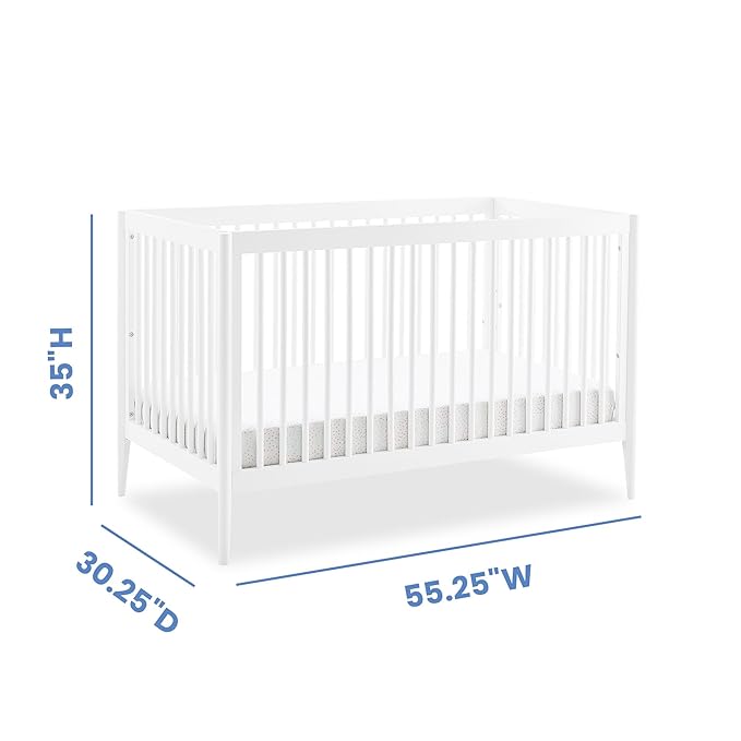 Delta Children Casey 4-in-1 Convertible Crib - Greenguard Gold Certified, Bianca White
