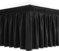 Biscaynebay Wrap Around Bed Skirts for Twin & Twin XL Beds 15" Drop, Black Adjustable Elastic Dust Ruffles Easy Fit Wrinkle & Fade Resistant Silky Luxurious Fabric Machine Washable