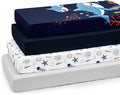 PHF 4 Pack Soft Shark Crib Sheets Fitted, Comfy Breathable Baby Sheets for Boys Girls, 28x52 Inches Fits Standard Crib and Toddler Mattresses, Shark