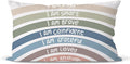 QIYUHOY Boho Rainbow Classroom Throw Pillow Covers, Book Center Calming Corner Playroom Decor Pillow Case, Reseda Pillow Cover, I Am Kind Smart Brave Confidence 12x20 Inch Pillowcase(reseda)