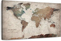 ElephantStock - Our Adventures World Map With Push Pin Iii Wall Art - Horizontal Canvas Wall Art - Living Room Wall Decor - Printmaking Map Canvas Art - Beige And Brown Decor - 51" x 34"