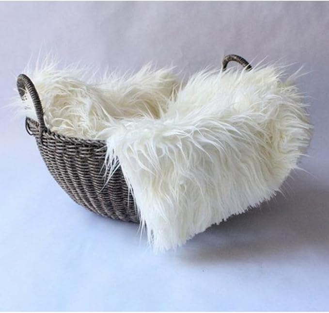 Baby Photography Photo Props Blanket, Newborn Faux Photography Blanket Mat Rug, DIY Basket Stuffer Rug Wrap Shaggy Background Backdrop