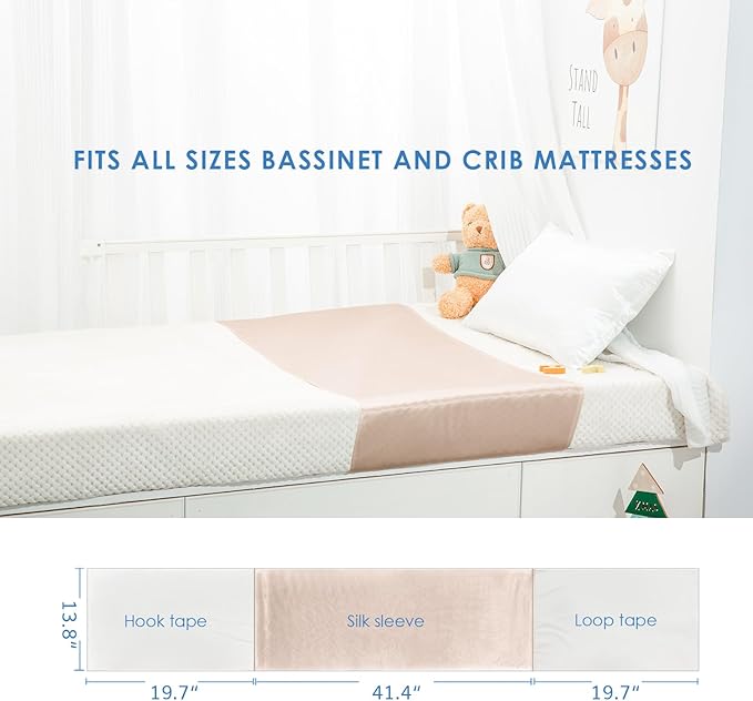 PROMEED 2 Pack 100% Mulberry Silk Crib Sleeve for Baby Hair Loss Prevention, Premium 23 Momme Natural Silk Bassinet Slip for Bassinets/Cradles/Cots/Cribs (Champagne)
