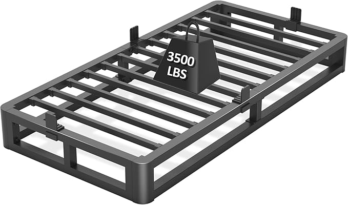 Upgrade Anti Bending and Round Corner Legs 6 inch Metal Twin XL Bed Frame 3500 LBS Heavy Steel Slats Support Platform Bed Frames No Box Spring Needed Platform Noise Free Easy Assembly