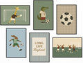 Soccer Posters, Nursery Animal Sports Posters, Long Live Boyhood Inspirational Quote Print, Football Athletes Giraffe Rabbit Crocodile Pictures, Boys Bedroom Sports Artwork 16x24in Framed