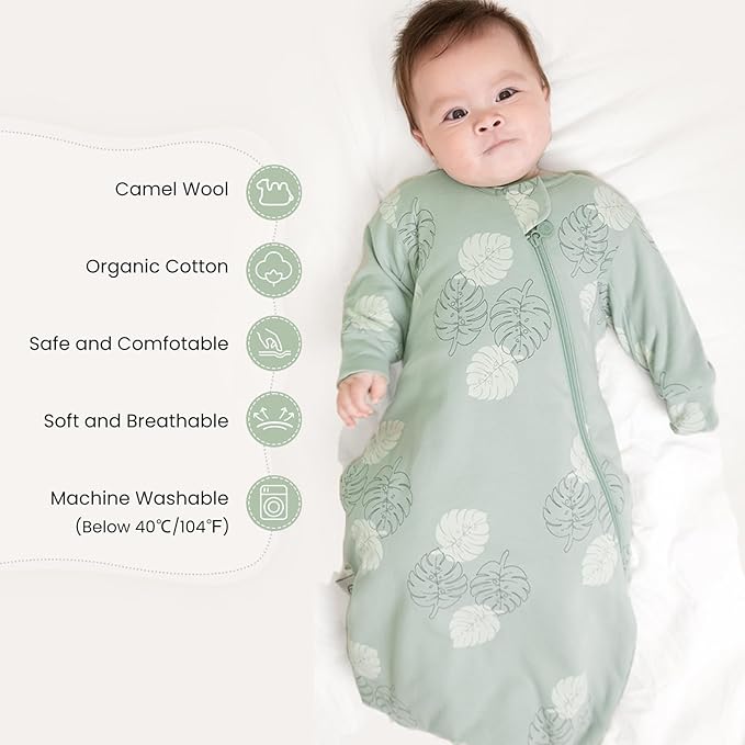 Unisex Sleeping Bag for Babies and Toddlers 1.0 Tog Sleep Sack 6-18 Months, Newborn Sleep Sack, Wearable Blanket Baby, One piece Long sleeves, Gifts for Baby