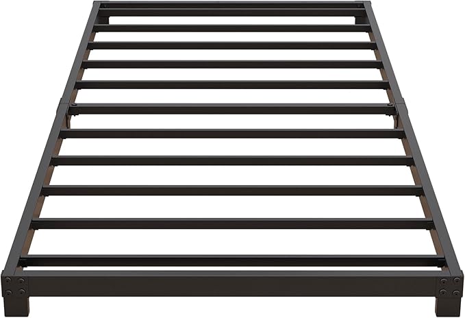3 Inch Twin Bed Frames Low Profile, Twin Platform Bed Frame No Box Spring Needed, Heavy Duty Metal, Easy Assembly, Black
