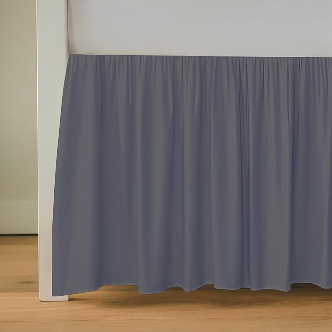 Luxury Crib Bed Skirt 28" x 52" with 14 Inch Drop Soft & Breathable Dust Ruffle Fits Standard Crib and Toddler Bed Nursery Microfiber Fabric Ruffle Bed Skirt for Baby Boys or Girls Dark Grey Solid