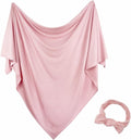 Newborn Swaddle Blanket with Hat Set Baby Swaddle Set Hospital Receiving Blankets for Girls Boys(Blush,35"*35")