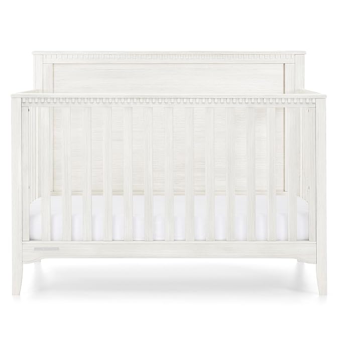 Delta Children Kendall 6-in1 Convertible Crib - Converts from Baby Crib to Toddler Bed, Daybed, Sofa Bed and Full-Size Bed with and Without Footboard, Fits Full-Size Crib Mattress, Antique White