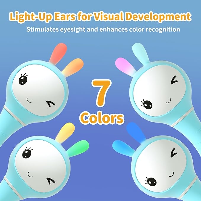 alilo Yoyo Talking Bunny Baby Singing Musical Rattle, Mimicking Toys Repeats What You Say, Preloaded 90+ Audio Content, ABC/Number/Notes Learning Toys for Toddlers Infant Newborn Boy Girl Gifts