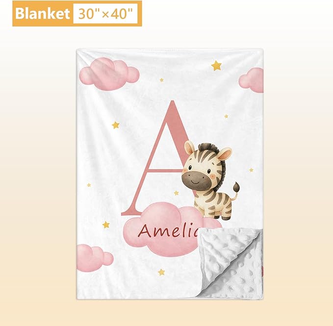 Personalized Baby Crib Bedding Set, 5 Pcs Custom Name Nursery Bedding Set, Pink Zebra Baby Bedding Set for Girls Boys, Double Layer Crib Sets, Customized Gifts for Infants Toddlers New Parents