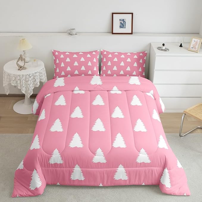Feelyou Christmas Trees Bedding Set for Kids Boys Girls King Size Holiday Decor Comforter Set Ultra Soft Winter Comforter Xmas Duvet Quilt Bedroom Decor Christmas Decorations Quilt