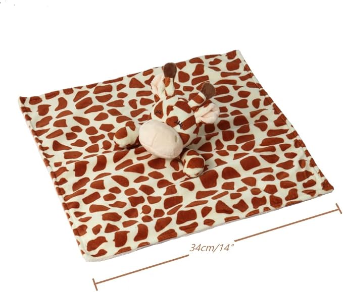 CREVENT Cozy Plush Baby Security Blanket, Loveys for Baby Girls and Boys, Birthday (Monkey+Giraffe)