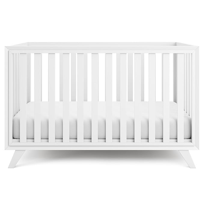 Comfy Cubs Baby Crib for 0 to 3 Years - Adjustable Mattress Height, Natural Wooden Crib for Baby, Elegant Nursery Furniture - 80 lbs Capacity Nursery Bed, Designed in The US - All White