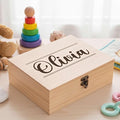 Personalized Baby Memory Pine/Walnut Wooden Box for Keepaske, 10*8*3.5in Large Pine Boxes Custom Newborn Gifts Engraved Wood Box with Lid, Baby Shower Gifts for Boys Girls Keepsake Storage Boxes