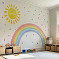 Watercolor Rainbow, Sun, Polka Dots Wall Decal for Kids Room, Nursery, Baby Room Decor, Polka Dots Mural, Rainbow Wallpaper (Rainbow-Sun-Polkadots, XLarge)