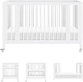 babyletto Rolli Convertible All-Stages® Bassinet and Full-Size Crib in White, Greenguard Gold Certified, FSC Certified, Portable & Adjustable with Conversion Kits and Pads Included