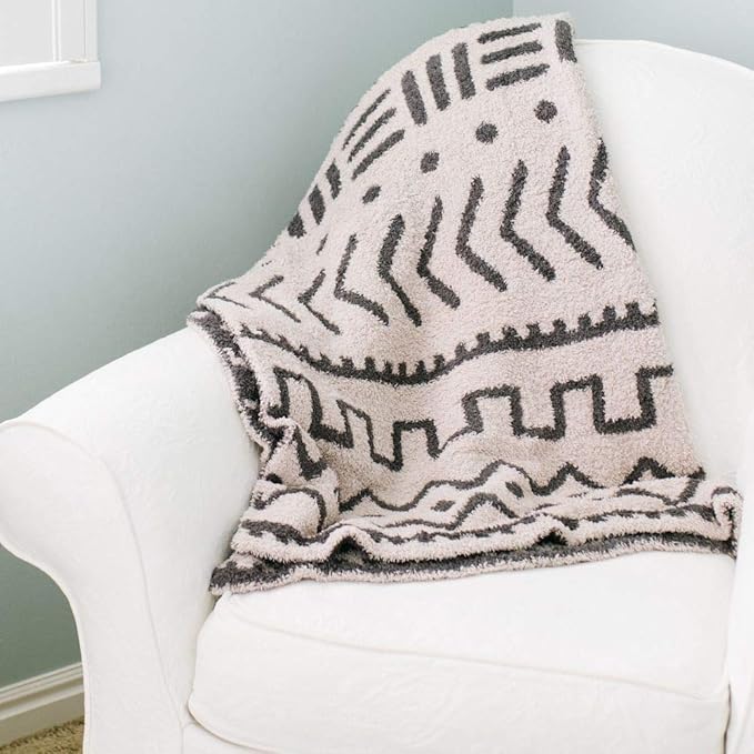 SARANONI Luxury Throw Blanket | Ultra Soft Double Layer Plush Decorative Comfy Blankets for Couch or Bed | Mudcloth - X-Large 60” x 80”