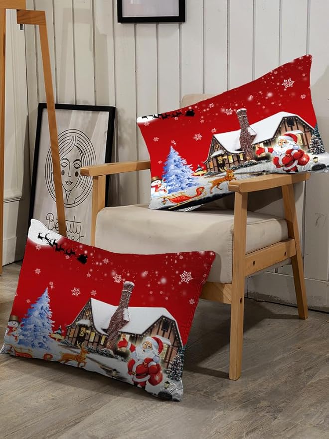 kxry Merry Christmas Bedding Set Santa Claus Deer Christmas Tree Snowman Comforter Quilt Queen Size for Girls Boys Kids 1 Comforter + 2 Pillow Cases