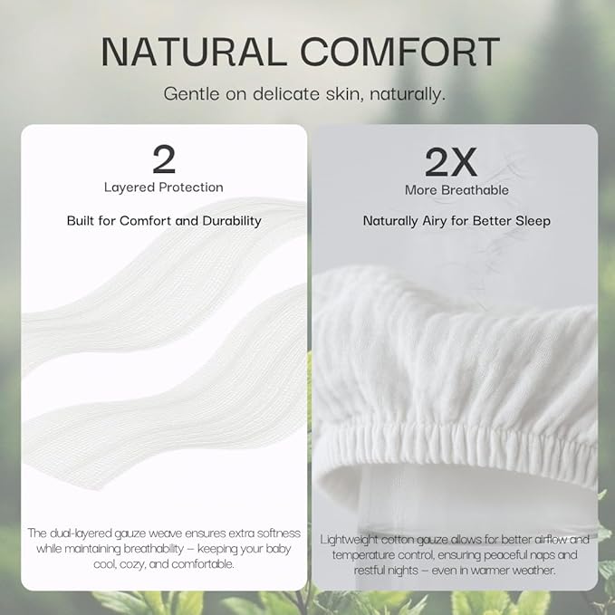 Salt Earth 100% Organic Cotton Muslin Standard Fitted Crib Sheet, 52"x28", 2 Pack Soft Breathable Natural Cotton Sheets Baby Mattress Bed Sheets, No Slip Neutral Baby Crib Sheet (Rust & Gold Star)