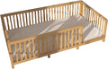 Montessori Floor Bed Designed with Open Front for Girls and Boys | Pine Wood Natural Solid Frame Beds Footed Model with Slats | Sturdy Designed Floor Bed Frame for Kids (Twin, Height : 23 Inches)