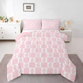 Feelyou Christmas Comforter Set All Season Checkered Bedding Set with 1 Pillow Cases Santa Claus Kids Twin Bedclothes Xmas Decorations Bedroom Decor Pink Duvet Quilt Breathable Soft Lightweight