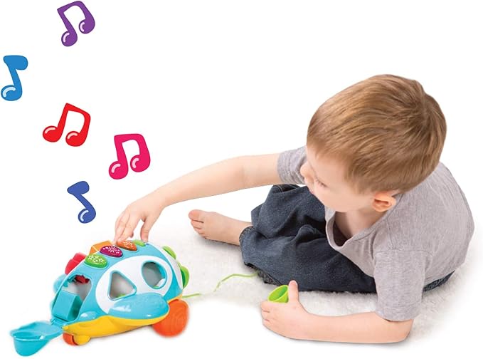 Musical Shape Sorter Plane, Pull-Along Toy - Talking and Singing Airplane Toy with Music for Toddlers and Kids, Ages 12 Months+