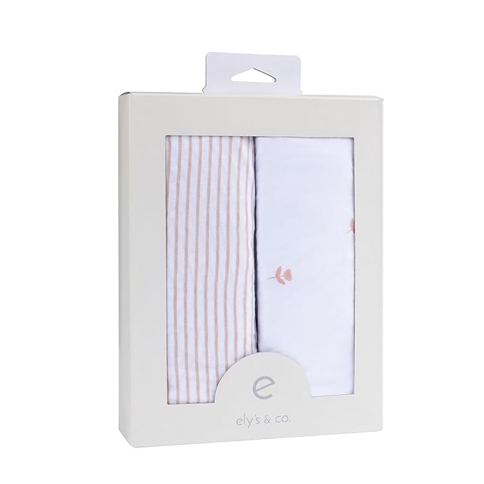 Ely’s & Co. Changing Pad Cover, Diaper Changing Table Sheets, 2 Pack, Cradle Sheet Set for Baby Girls, 100% Jersey Knit Cotton, Pink Tulip Collection, 32”x16”x5”