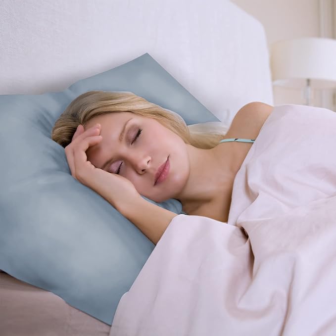 100% Mulberry Silk Pillowcase 2 Pack for Hair and Skin,with Hidden Zipper,Both Sides 22 Momme Natural Silk Pillow Cover,Soft Breathable & Smooth (Air Blue, Standard)