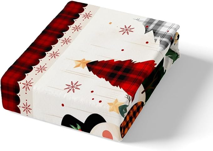 Manfei Snowman Duvet Cover Set King Size, Xmas Leopard Plaid Trees Snowflake Comforter Cover with 2 Pillowcases, Christmas Theme Bedding Set 3pcs for Kids Girl New Year Bedspread Cover,No Comforter