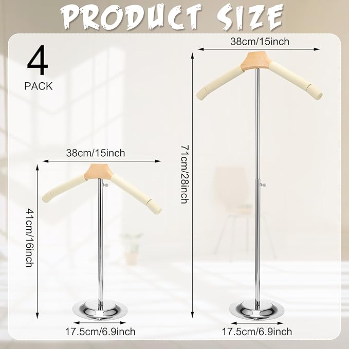 Soaoo Flexible Shoulder Stand Adjustable T Shirt Display Beige Coat Hanger Stand Portable Hanging Clothing Display Rack Garment Coat Holder for Retail Vendor, Height 16-27.9 Inch(4 Pcs)