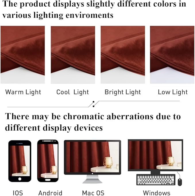 StangH Rust Red Velvet Curtains - Christmas Holiday Decoration Thermal Insulated Noise Reducing Drapes for Home Theater/Studio/Dining Room, W52 x L84, 2 Panels