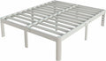 White Bed Frame Queen Size 16 Inch, Metal Queen Bed Frame No Box Spring Needed, Heavy Duty Steel Support 3500 LBS, DIY Headboard, Noiseless, Round Corner Legs, Storage Space, Easy Assembly