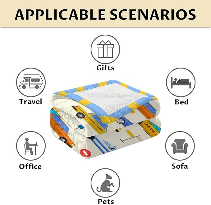 Cute Blanket Gifts for Boys - 60" x 80" Inches Car Throws Gift for Men Teens - Cute Blue Warm Cozy Blanket for Bed, Couch, Travel