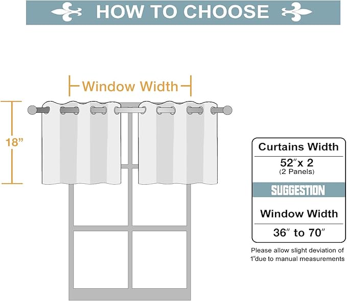 ChrisDowa Small Kitchen Valances for Windows - Grommet Short Thermal Insulated Room Darkening Window Valances Curtains for Living Room (2 Panels, Brown, 52 x 18 Inch)