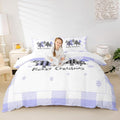 Manfei Xmas Trees Duvet Cover Set Queen Size, Blue Plaid Grid Snowflake Bedding Set for Kids Girls Room Decor, Christmas Theme Comforter Cover New Year Quilt Cover with 2 Pillowcases, No Comforter