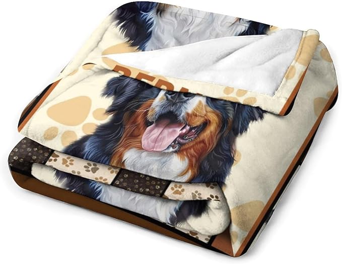 Bernese Mountain Dog Print Blanket Best Dog Pet Animal Throw Blankets for Couch Sofa Stuff Decor Gifts Lightweight Soft Cozy Fleece Plush Warm Flannel Bedding for Lover Man Woman Teen Adults 50"x60"