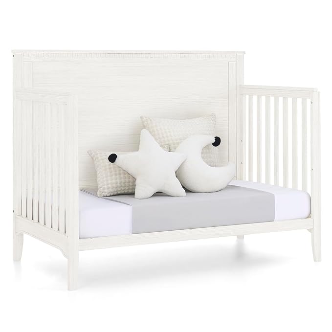 Delta Children Kendall 6-in1 Convertible Crib - Converts from Baby Crib to Toddler Bed, Daybed, Sofa Bed and Full-Size Bed with and Without Footboard, Fits Full-Size Crib Mattress, Antique White