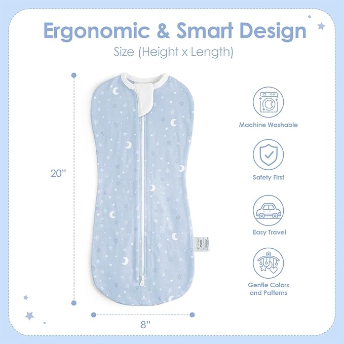 Baby Swaddle 0-2 Months, Cotton Arm-In Zipper Sleep Sack, Wearable Blankets Wrap for Newborn Infant Boys (Dinosaur, Star Moon, Whale, Pack of 3)