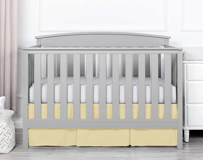 Box Pleated Crib Bed Skirt Premium 100% Cotton 800 Thread Count Nursery Crib Toddler Bedding Crib Bedskirt for Baby Boys or Baby Girls, (28" x 52") + 14" Drop Lenght - Ivory Solid