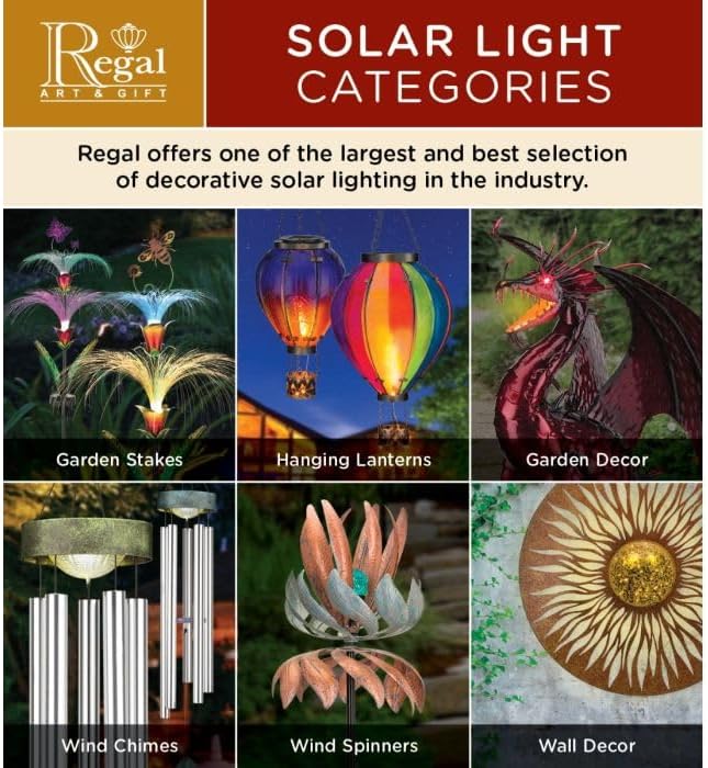 Regal Art & Gift Hot Air Balloon Solar Lantern – Hanging Solar-Powered LED Lights, Waterproof Portable Decorative Outdoor Lamp Made of Metal & Glass for Garden, Patios & Pathway – Green