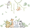 59.05x53.14 Inch Woodland Animals Wall Decals Forest Animal Wall Decal Elephant Zebra Monkey Giraffe Nursery Decor for Home Baby Room Decorations Boys Girls Bedroom