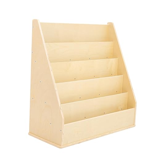 Factory Direct Partners 13132-NT Birch Book Display Stand, 5-Shelf Storage for Kid"s Books and Magazines for Bedroom, Playroom, Daycare, Preschool or Classroom - Natural