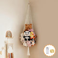 Stuffed Animal Hammock Corner Net Plushies Storage Hammock for Stuffed Animals Boho Room Decor Macrame Wall Decor with LED Light